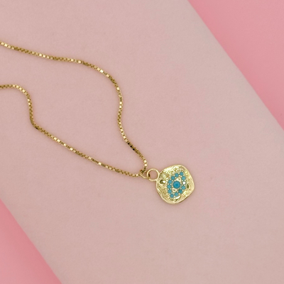 Evil eye Necklace| Gold and Blue - trendy earring