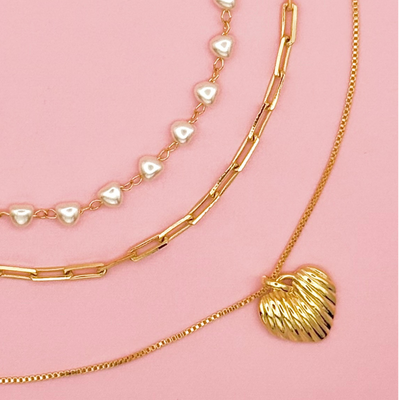 Gold Heart Necklace and Earring Set