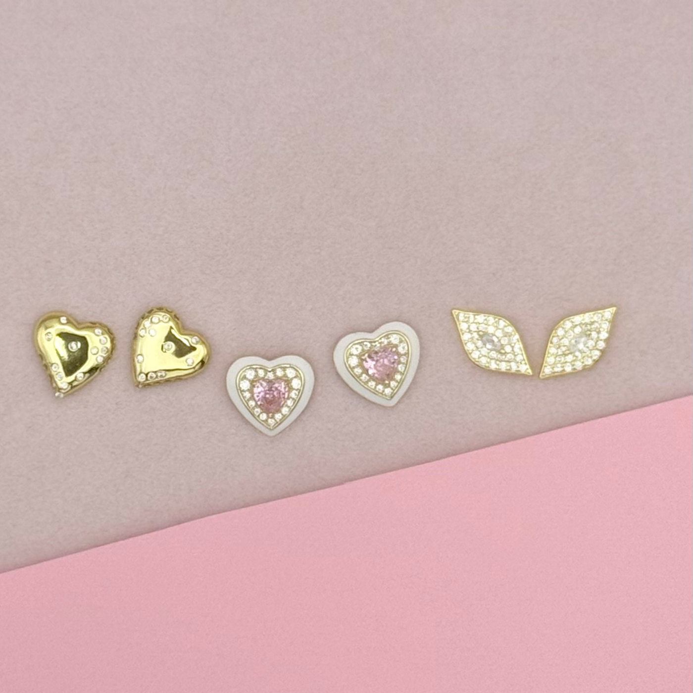 Gold Set Heart Earrings