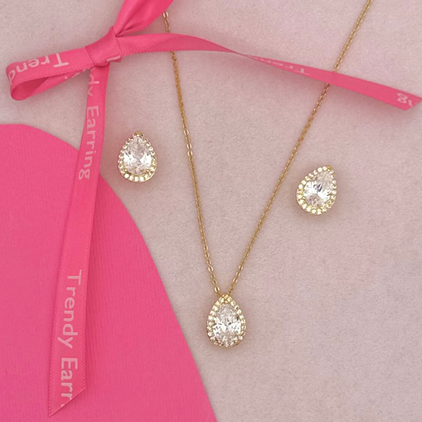 Gold Set Jewelry| Necklace and Earrings - trendy earring