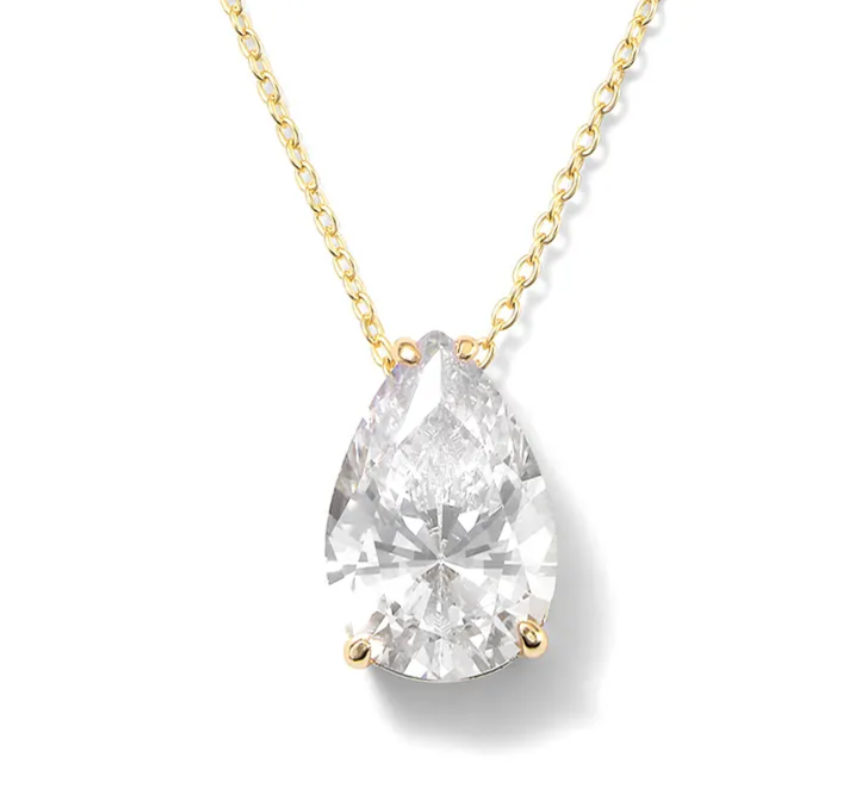 Gold Big Diamond Pear Pendant