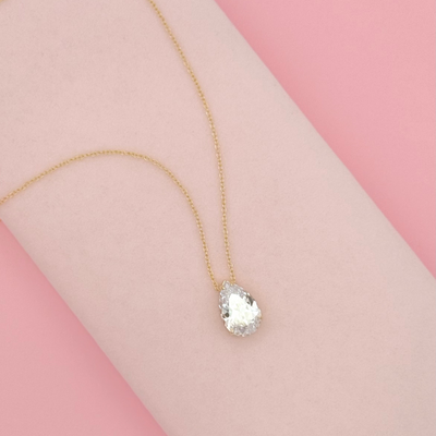 Gold Big Diamond Pear Pendant - trendy earring