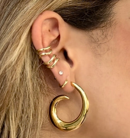 Gold Big Hoops| Spiral Earrings - trendy earring