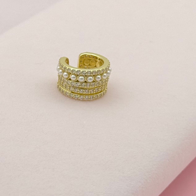 Gold Ear Cuff With Pearls