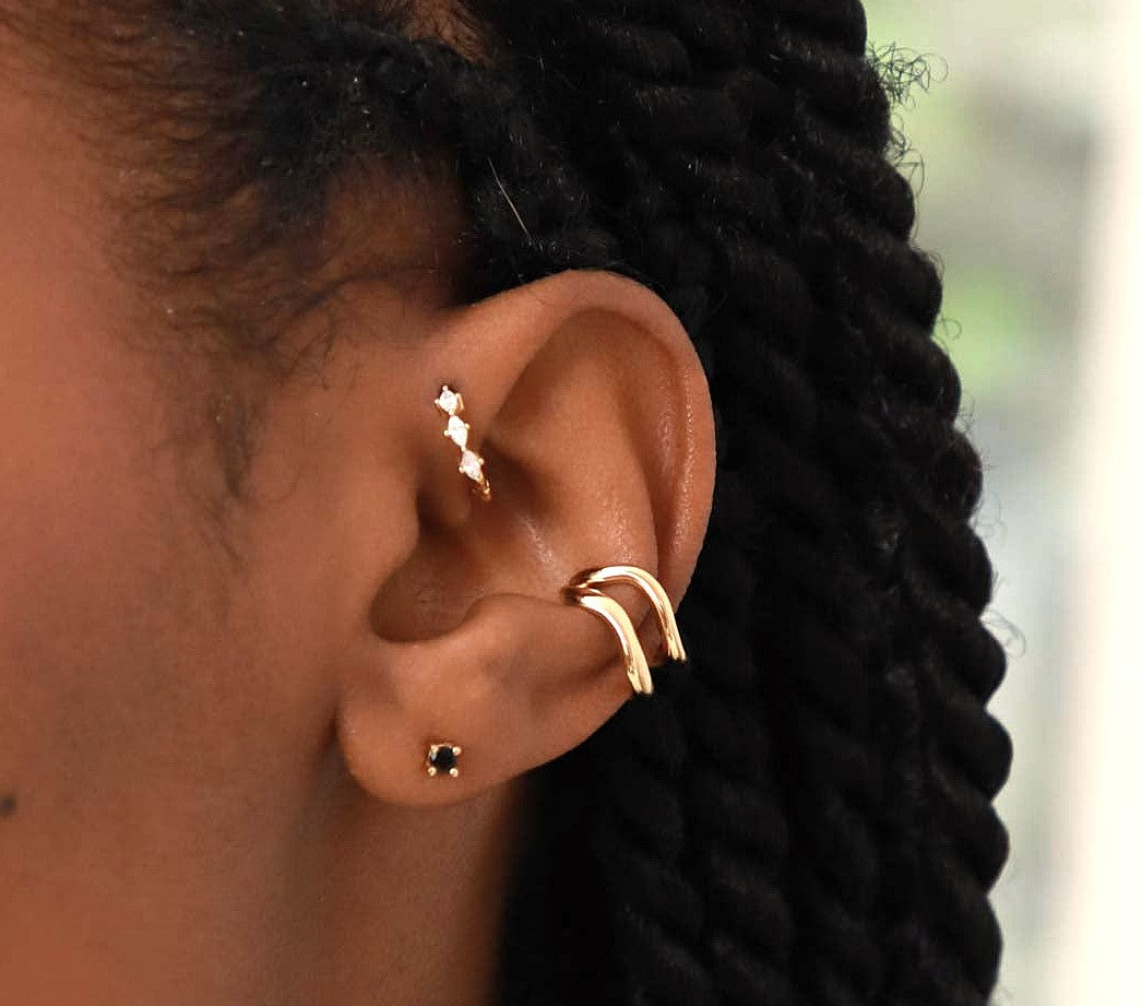 Gold Ear Cuff| Wavy - trendy earring