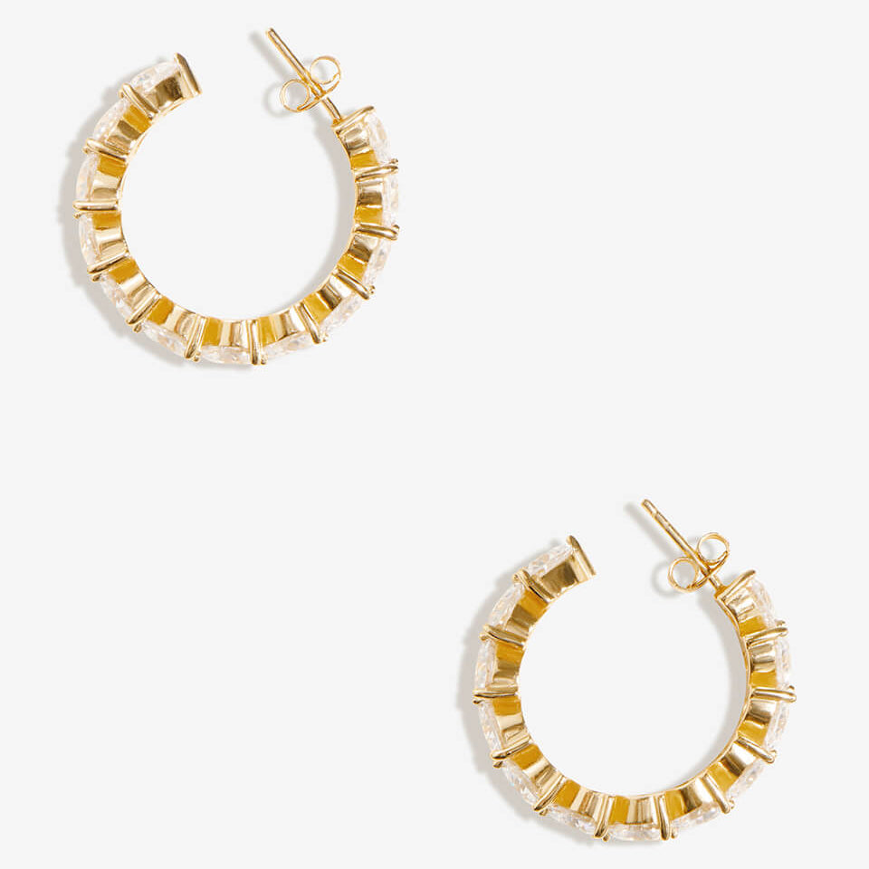 Gold Hoops Earrings| Gold and Zirconia - trendy earring