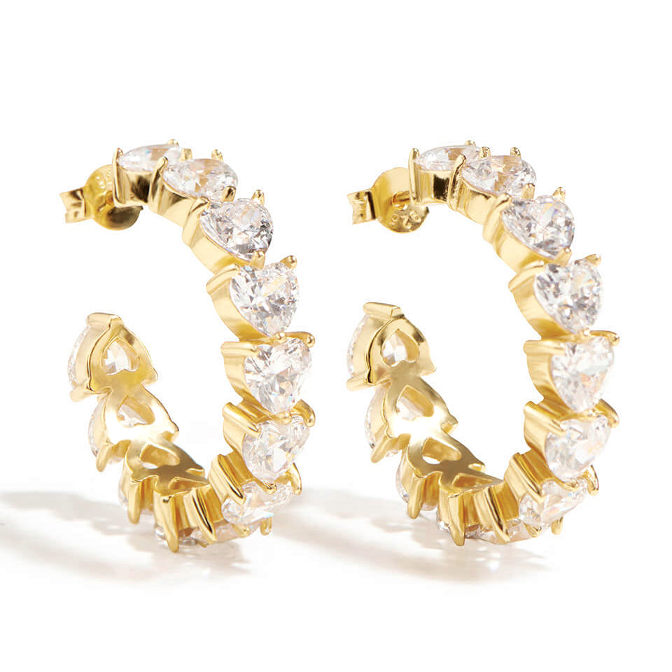 Gold Hoops Earrings| Gold and Zirconia - trendy earring