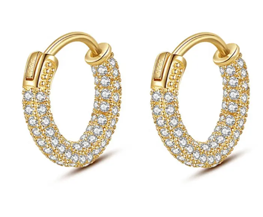 Gold Huggies Hoops| Gold and Zirconia - trendy earring