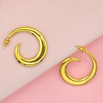 Gold Large Hoops| Spiral Earrings