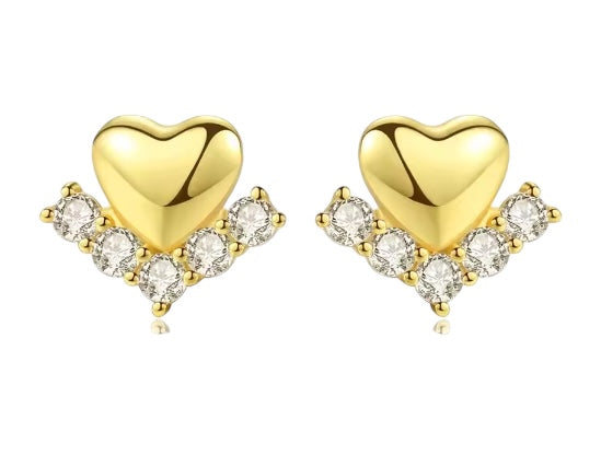 Gold Studs Earrings| Mini Hearts - trendy earring