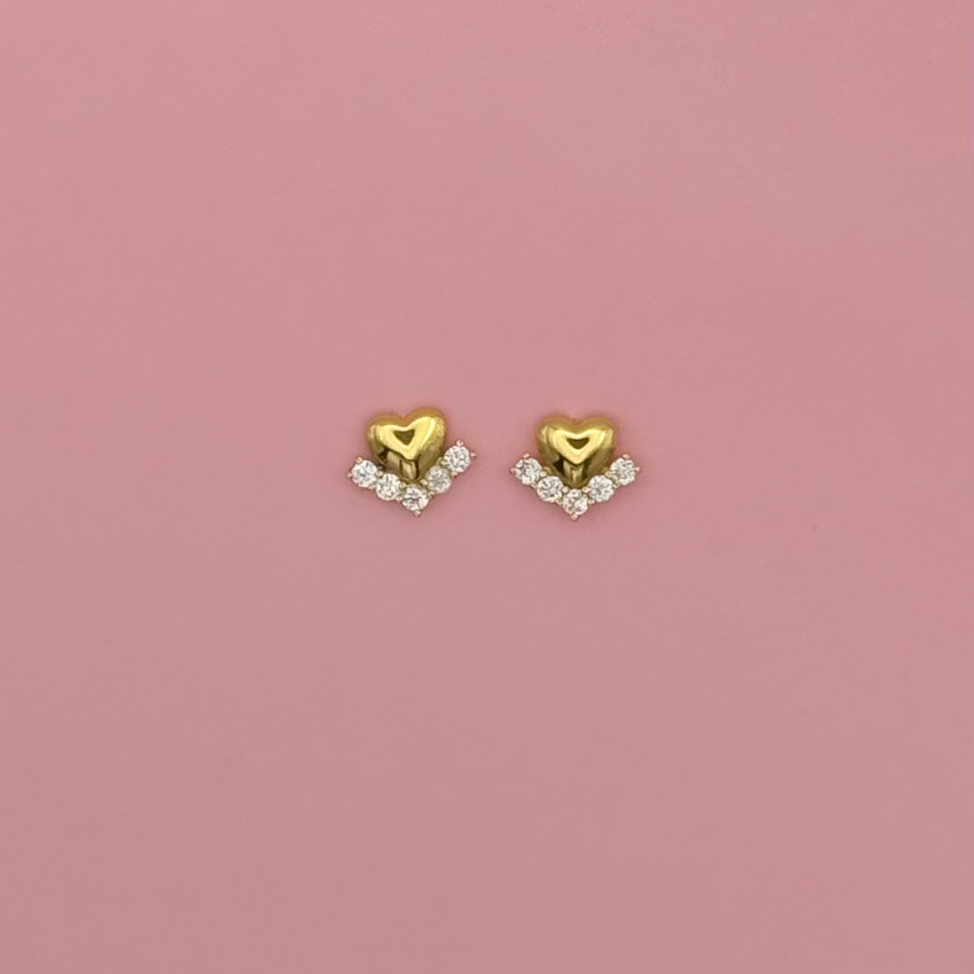 Gold Studs Earrings Gold Hearts - trendy earring