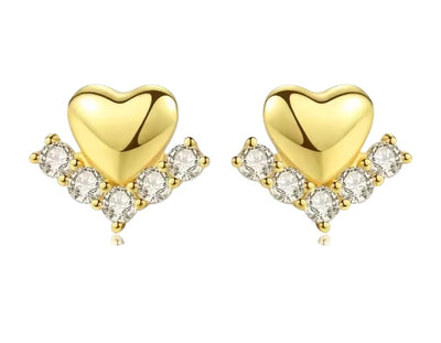 Gold Studs Earrings| Mini Hearts - trendy earring