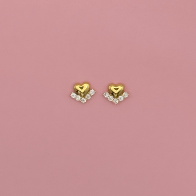Gold Studs Earrings Gold Hearts - trendy earring