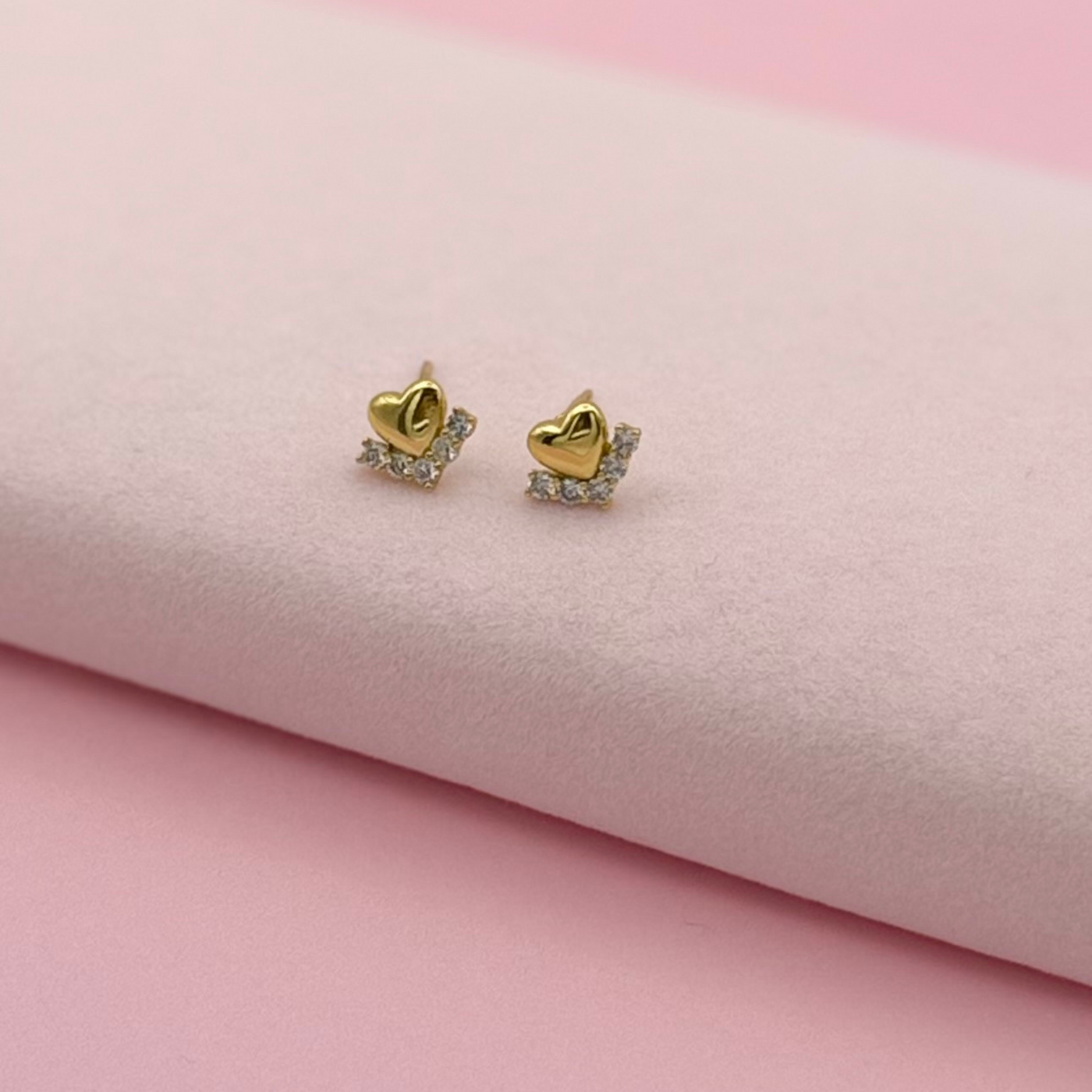 Gold Studs Earrings Gold Hearts - trendy earring