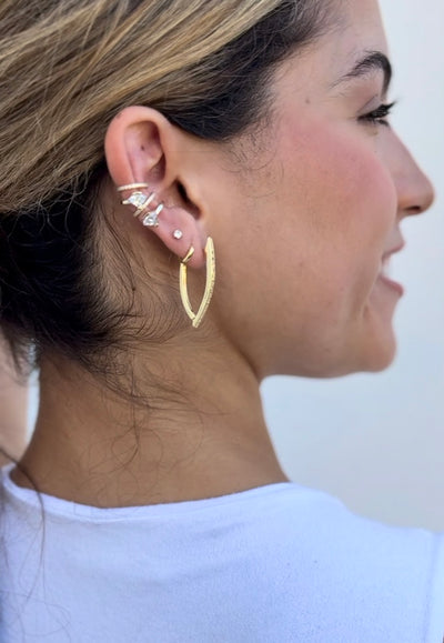 Gold Hoops Earrings| Triangle - trendy earring