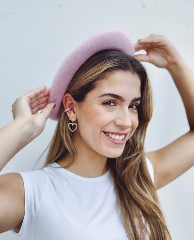 Gold and Pink| Heart Hoops Earrings - trendy earring