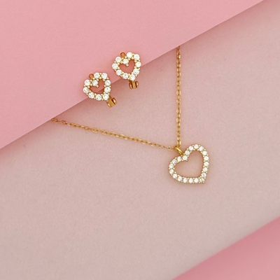 Heart Necklace Set - trendy earring