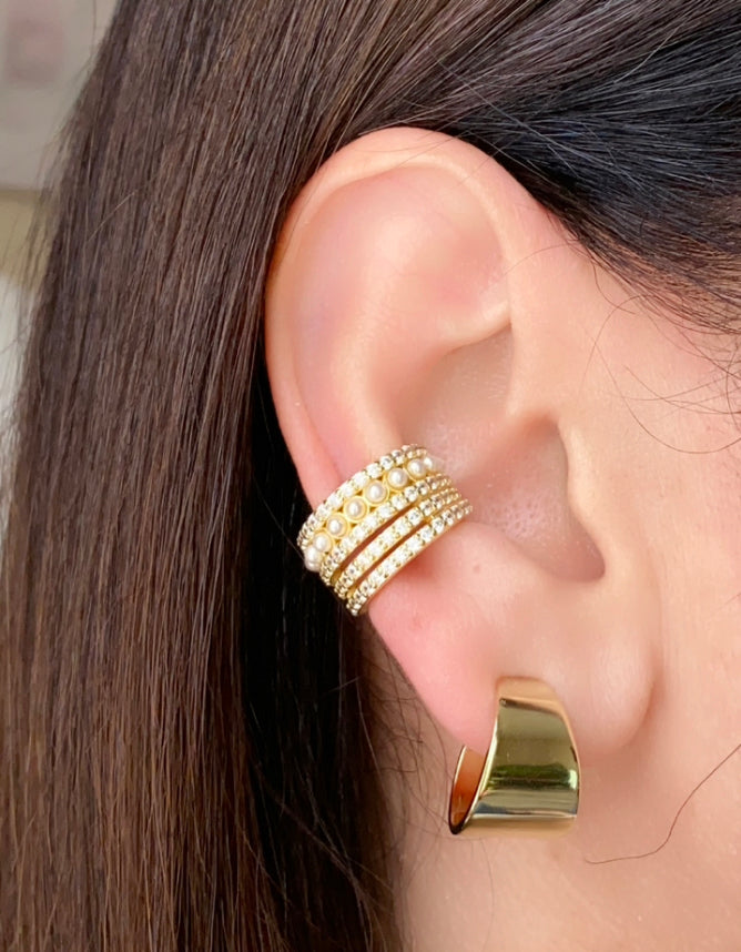 Gold Ear Cuff With Pearls