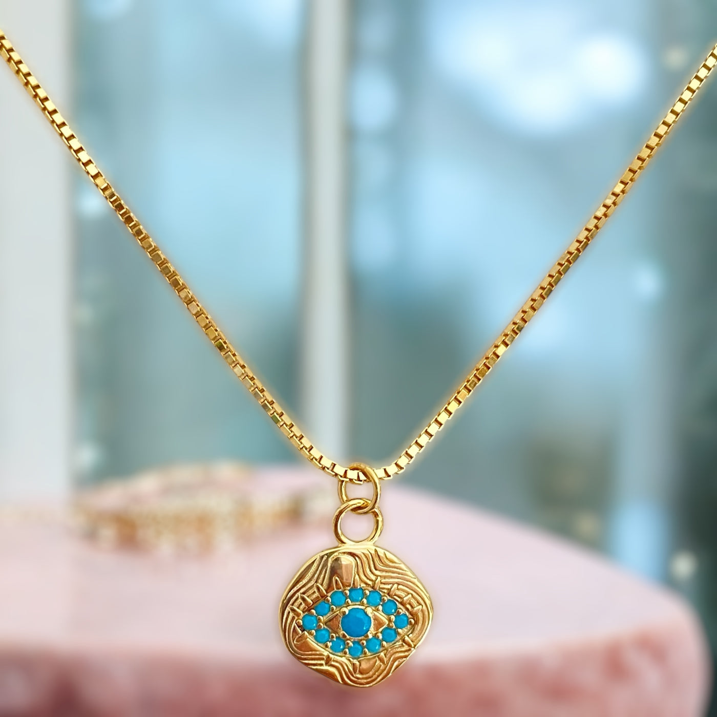 Evil eye Necklace| Gold and Blue