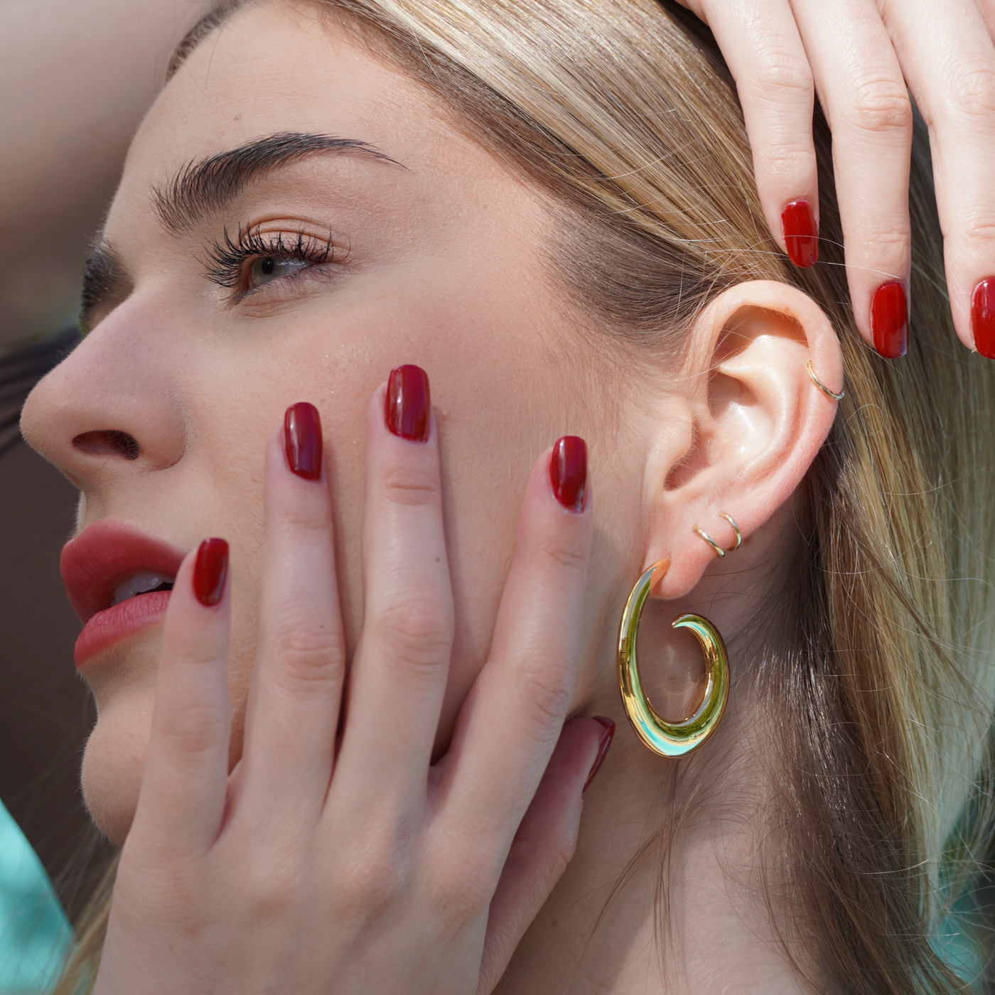 Gold Large Hoops| Spiral Earrings